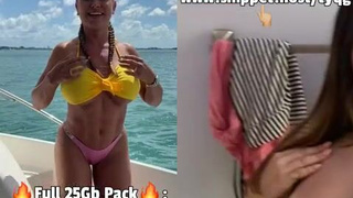 Model Flashing Fitness Deepthroat Boat Blowjob GIF